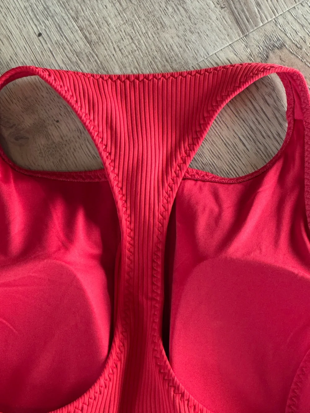 Fabletics Red Zip Front Ribbed Swim Top Racerback Small - Picture 7 of 9